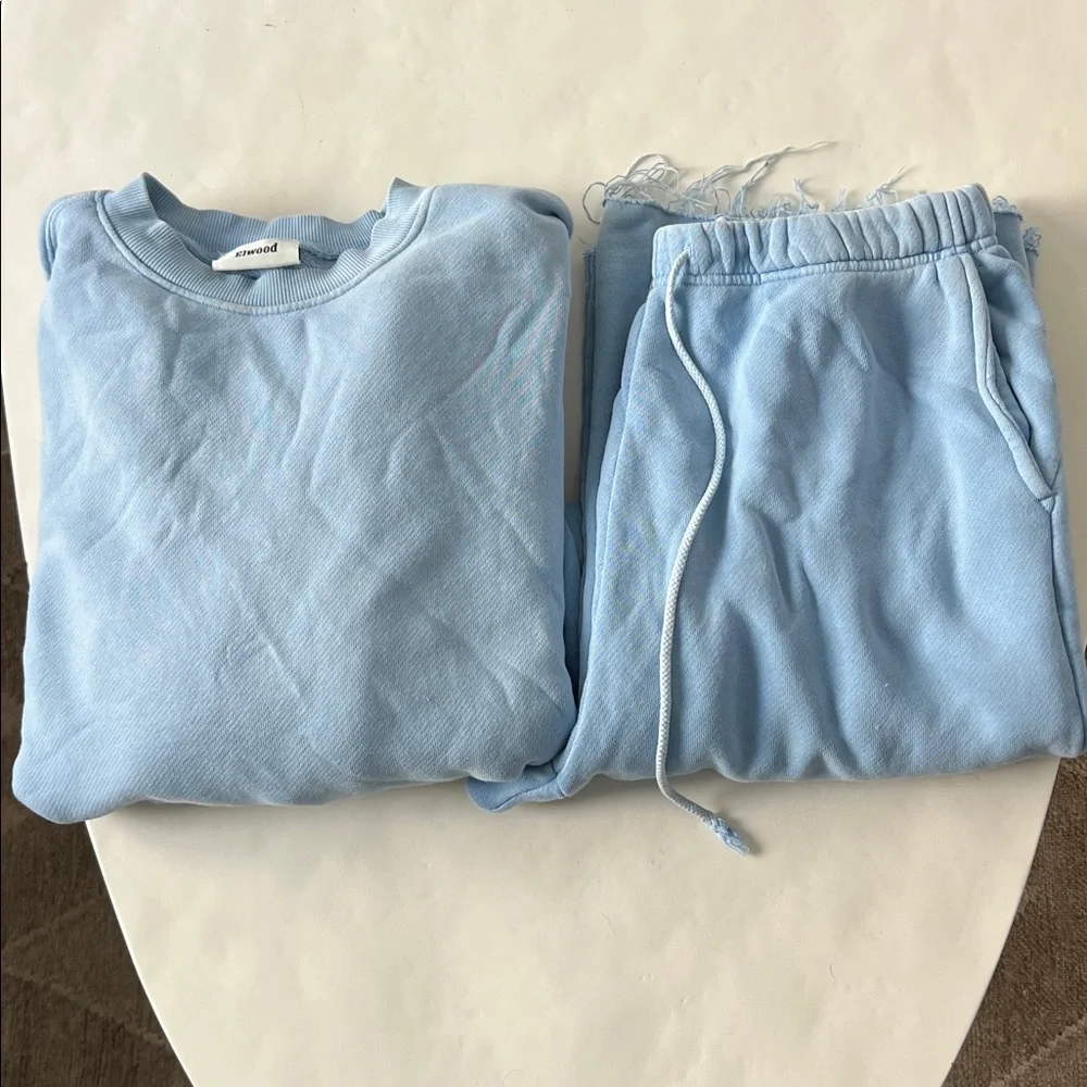 ELWOOD 2 PIECE MATCHING SET - ORGANIC COTTON Wide Leg SWEATPANT SWEATSHIRT L - Picture 3 of 12